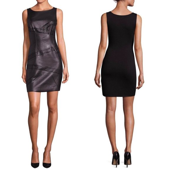 NEW | Bailey 44 Waterfall Faux Leather Dress Black - Picture 2 of 12